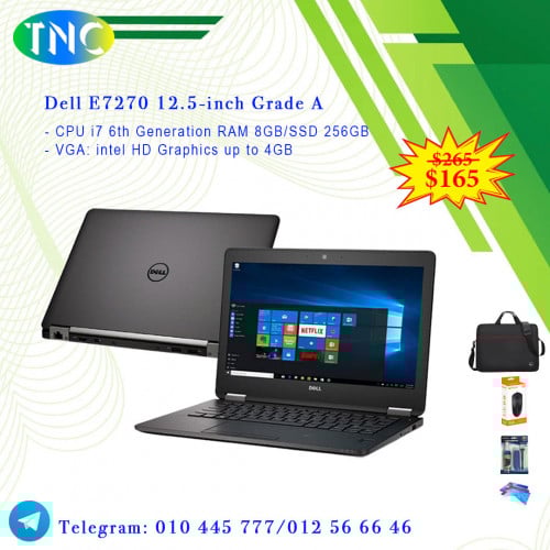 Dell E7270 12.5-inch Grade A - CPU i7 6th Generation RAM 8GB/SSD 256GB - VGA up to 4GB