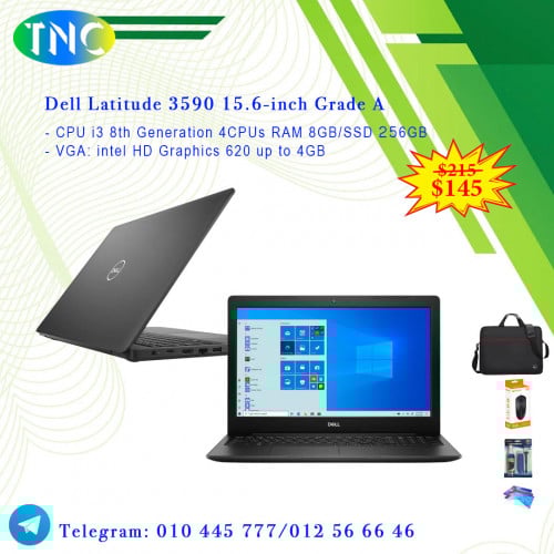 Dell Latitude 3590 15.6-inch Grade A - CPU i3 8th Generation 4CPUs RAM 8GB/SSD 256GB - VGA up to 4GB