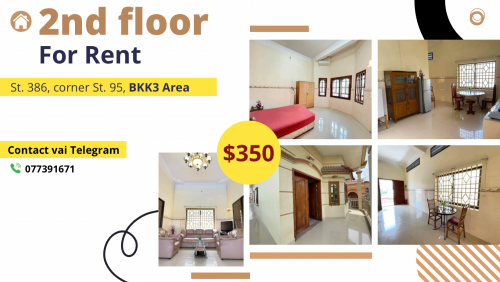 🏠 2nd Floor for rent  __ Fully Furnished | BKK3 Area__ $350