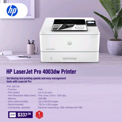 HP Laserjet Pro 4003dw Printer