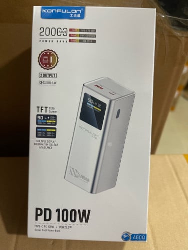 ទំនើបចុងក្រោយគេ ជាមួយថ្មជំនួយ Konfulon ម៉ូដែល A60Q កម្លាំងថ្ម 20000mAh អាចសាកថ្មលឿន 100W💥