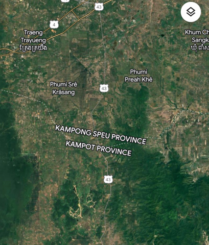 មានដីនៅបណ្តោយផ្លូវ លេខ43  កំពង់ស្ពឺ និង កំពត អាចរៀបបានរាប់រយហិចតា