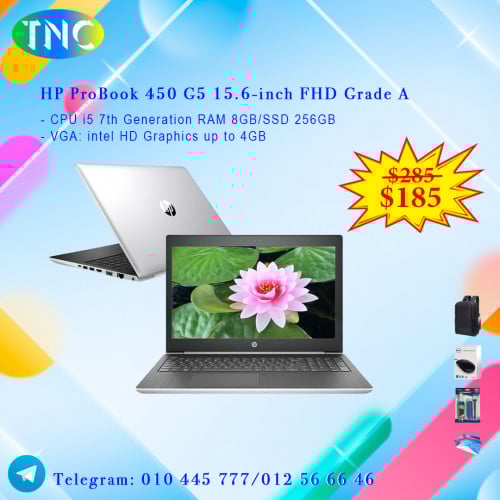 HP ProBook 450 G5 15.6-inch FHD Grade A CPU i5 7th Generation RAM 8GB/SSD 256GB