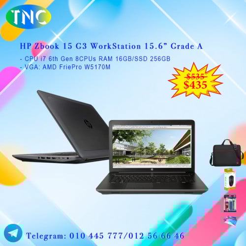 HP Zbook 15 G3 WorkStation 15.6” Grade A CPU i7 6th Gen 8CPUs RAM 16GB/SSD 256GB