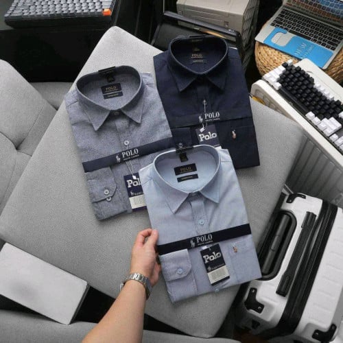 Restock ពណ៏ថ្មី អាវក្រណាត់ដៃវែង សាច់Oxford ប្រេនPolo 5ពណ៏ដូចរូប Size M L XL XXL 3XL(45kg-95kg)