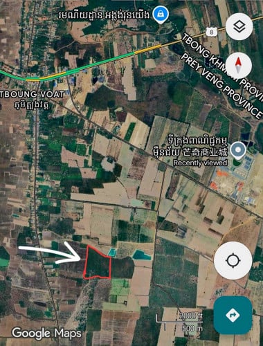 ដី 10 ហិចតា នៅច្រកអន្តរជាតិម៉ឺនជ័យ ព្រៃវែង