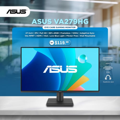 Asus Monitor 27 inch FHD IPS 99% sRGB, 120Hz. New in box