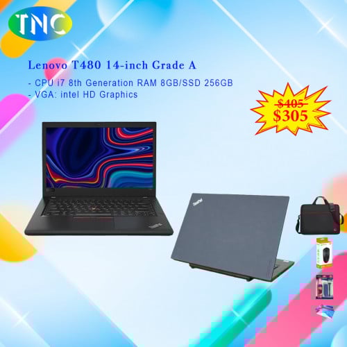 Lenovo T480 14-inch Grade A CPU i7 8th Generation RAM 8GB/SSD 256GB