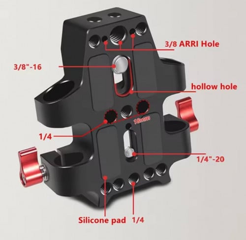Baseplate tripod dual 15mm Rod Rail Clamp For Camera Cage