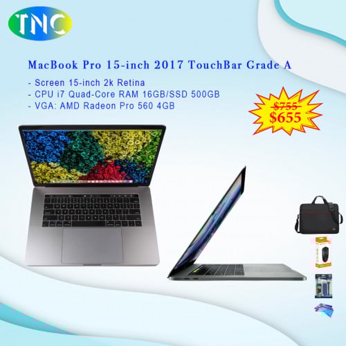 MacBook Pro 15-inch 2017 TouchBar Grade A i7 Quad-Core RAM 16GB/SSD 500GB VGA: AMD