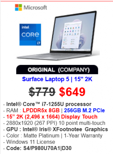 Surface Laptop 5 | 15" 2K