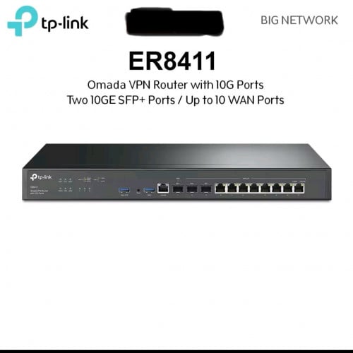 TP-LINK ER8411 Omada VPN Router with 10G Ports - professional fiber router