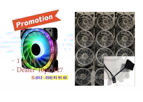 តំលៃពិសេស Promotion - LED Cooling Computer Fan RGB Diamond 12Cm (10pcs: $25)