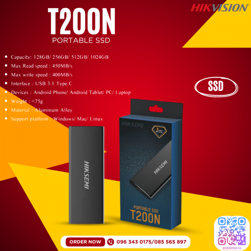 HIKVISION Portable SSD T200N 128GB-256GB IN STOCK