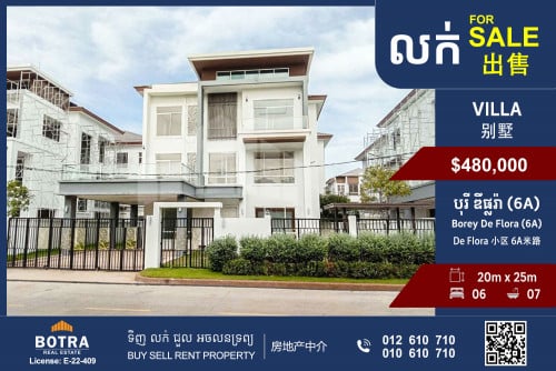 Villa House for Sale Borey De Flora National Road 6A