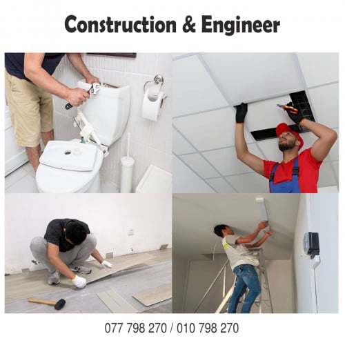 Bathroom repair,  Ceiling repair,  Tile repair, Kitchen repair, Light fixture replacement
