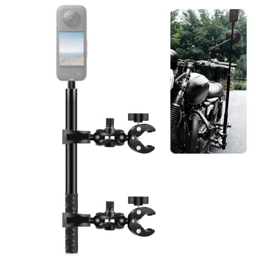 Handlebar Fixed Mount 150cm Motorcycle Double Dual-heads Crabs Clamps Selfie Stick.