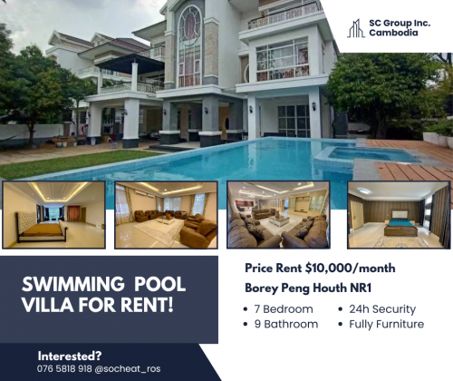 7 Bedroom | Pool Villa for Rent in Borey Peng Houth NR1