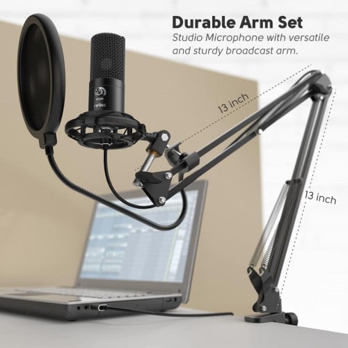 FIFINE T669 USB Microphone Bundle with Arm Stand & Shock Mount for Streaming