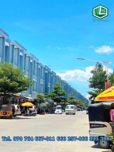 ផ្ទះអាជីវកម្មនៅលើផ្លូវធំ ក្បែរសាលាប៊ែលធីព្រែកព្នៅ សង់ហើយ100% កាត់ប្លង់រឹងជូនភ្លាមៗៗ