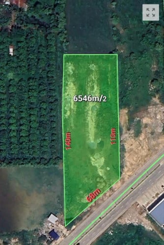 ដីលក់ ស្ថិតនៅលើផ្លូវ 50m -ទំហំ :  6,546 ម៉ែត្រការ៉េ-តម្លៃ : 1,000$ /m2