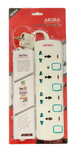 ET-6104B - AKIRA SOCKET 4 WAY UNIVERSAL 13A 250V INDIVIDUAL SWITHCHES&LIGHTS