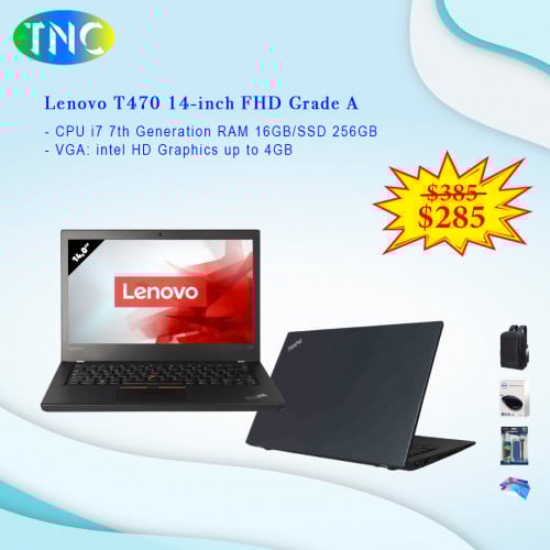 Lenovo T470 14-inch HD Grade A i7 7th Generation RAM 16GB/SSD 256GB