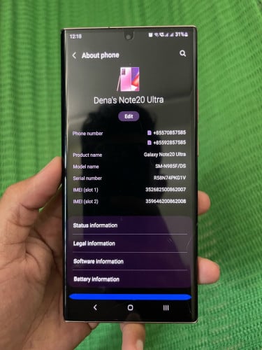 Note 20ultra ក្រុមហ៊ុនសុីម2 Ram8G 256G បែកខ្នង អេក្រង់OLED បែកគែមបន្តិចសរសៃសក់មើលមិនចង់ឃើញ