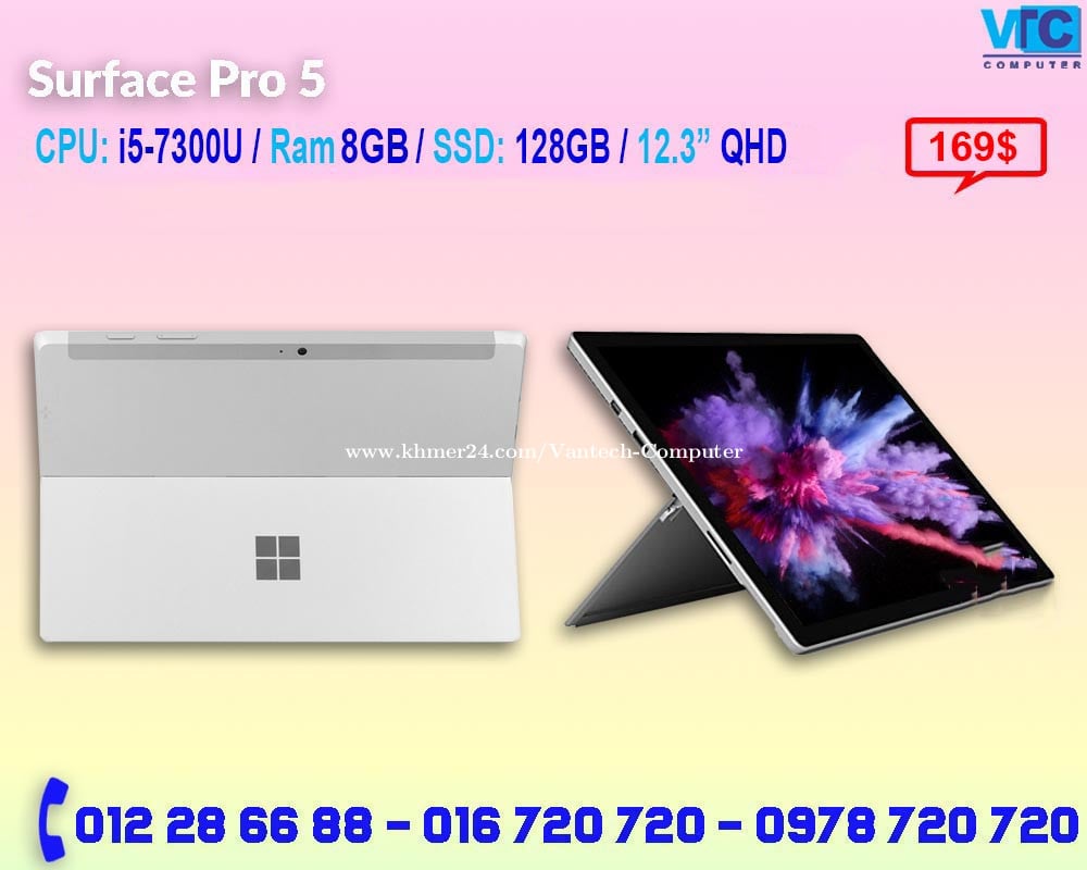 Microsoft Surface Pro 5 price 169.00 in Mittakpheap, Prampir Meakkakra