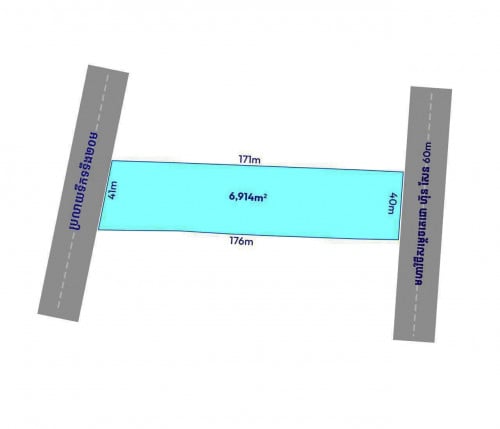 ដីលក់ ស្ថិតនៅលើផ្លូវ 60m-ទំហំ :  6,914 ម៉ែត្រការ៉េ