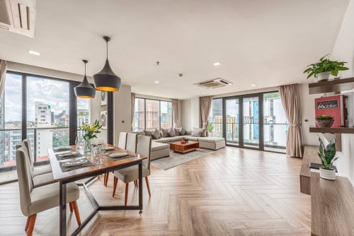 Modern 3-Bedroom Apartment with Ample Space for Rent in BKK1  Ref: KHRA750