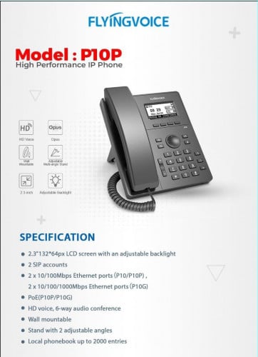 ☎️IP phone Brand Flyingvoice  ⚛️Model:P10P