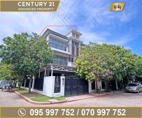 🏠 វីឡាភ្លោះ កែង (Twin) សម្រាប់ជួល ទល់មុខសួន ក្នុងបុរី ប៉េងហួត ផ្លូវជាតិលេខ6A