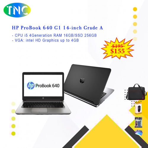 HP ProBook 640 G1 14-inch Grade A CPU i5 4Generation RAM 16GB/SSD 256GB VGA up to 4GB