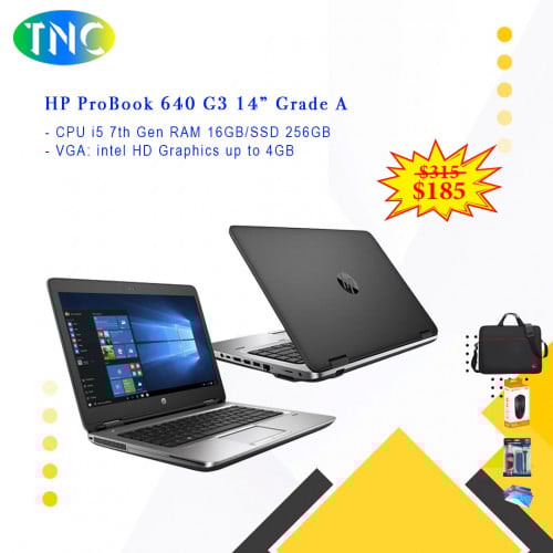 HP ProBook 640 G3 14” Grade A CPU i5 7th Gen RAM 16GB/SSD 256GB VGA up to 4GB