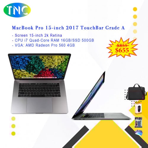 MacBook Pro 15-inch 2017 TouchBar Grade A 15-inch 2k Retina i7 RAM 16GB/SSD 512GB VGA AMD 4GB