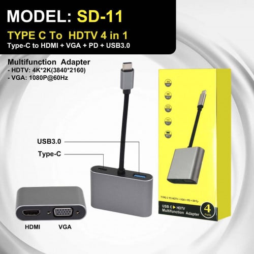 Type C To HDMI 4 in 1