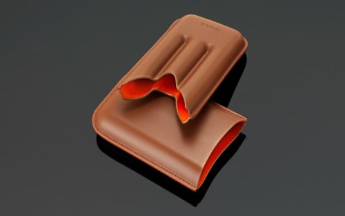 Brown leather case 3"