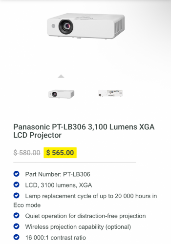 Projector/ម៉ាសុីនបញ្ចាំង Panasonic PT-LB306 មួយទឹកលក់បន្ទាន់