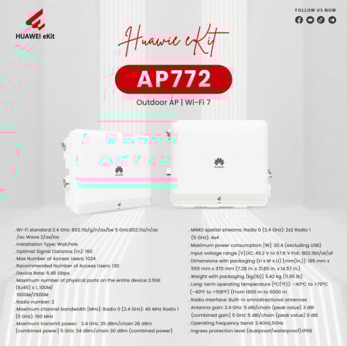 HUAWEI Wi-Fi 7 6450Mbps 130users omnidirectional antenna 160m Two radios