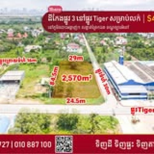 ដីកែង មានផ្លូវមុខក្រោយ  នៅលើផ្លូវ Tiger សម្រាប់លក់