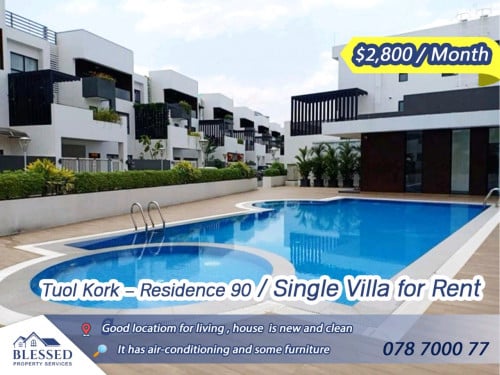 Tuol Kork – Residence 90 🏡 Single Villa for Rent 🏡
