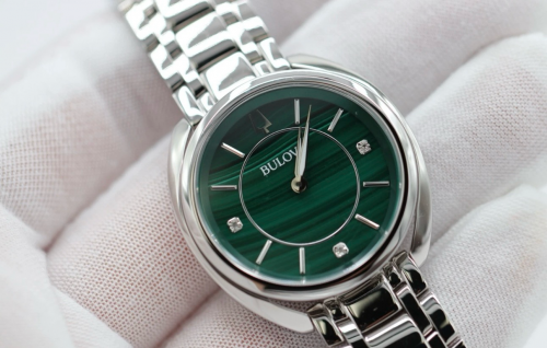 Bulova 96P256  Classic Diamond Malachite Stainless Steel Quartz Ladies Watch