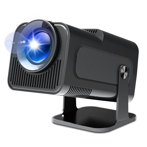 HY320 Mini Portable Projector , Speakers, Built-In Wi-Fi Full HD 1080P/4K black