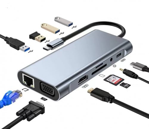 TYPE CO TO 11 IN 1(HDMI, USB 4PORT, RJ45, USB 3.0, 3.5MM AUDIO, USB2.0, Memory Card 2Port)