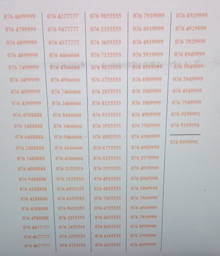 Cellcard 076xx88888, xx99999