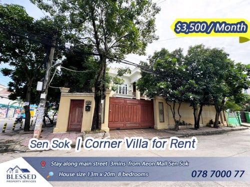 Sen Sok 🏡 Corner Villa for Rent 🏡