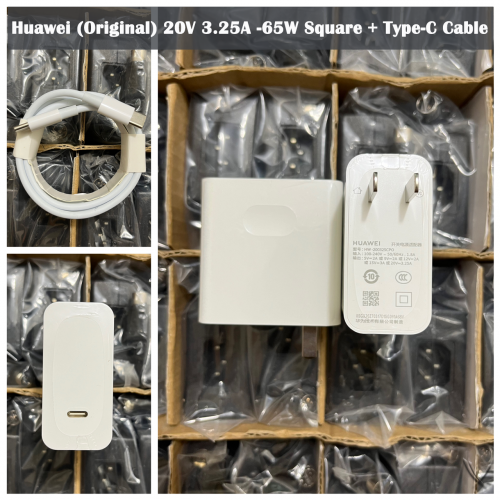 Adapter Huawei (Original) 20V 3.25A -65W Square + Type-C Cable