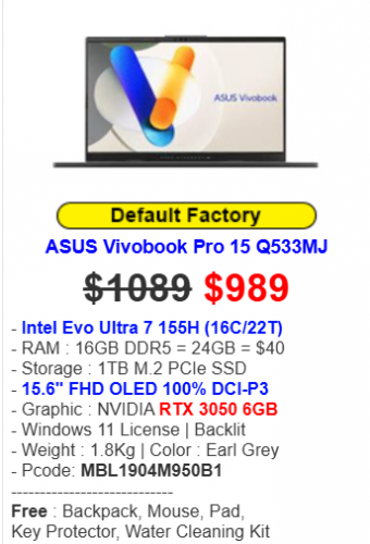 ASUS Vivobook Pro 15 Q533MJ