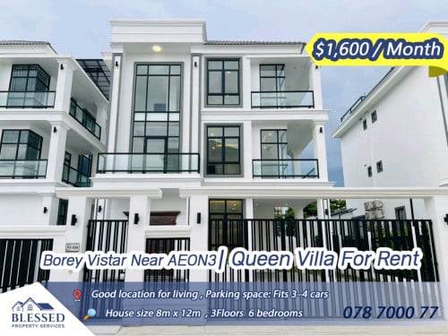Borey Vistar Near AEON3 🏡 Queen Villa For Rent